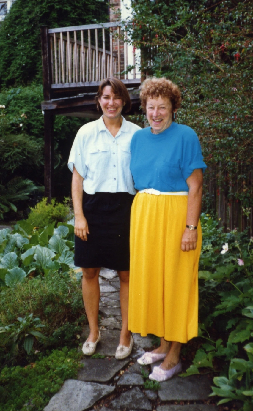 Amy Klobuchar with her mother in a garden