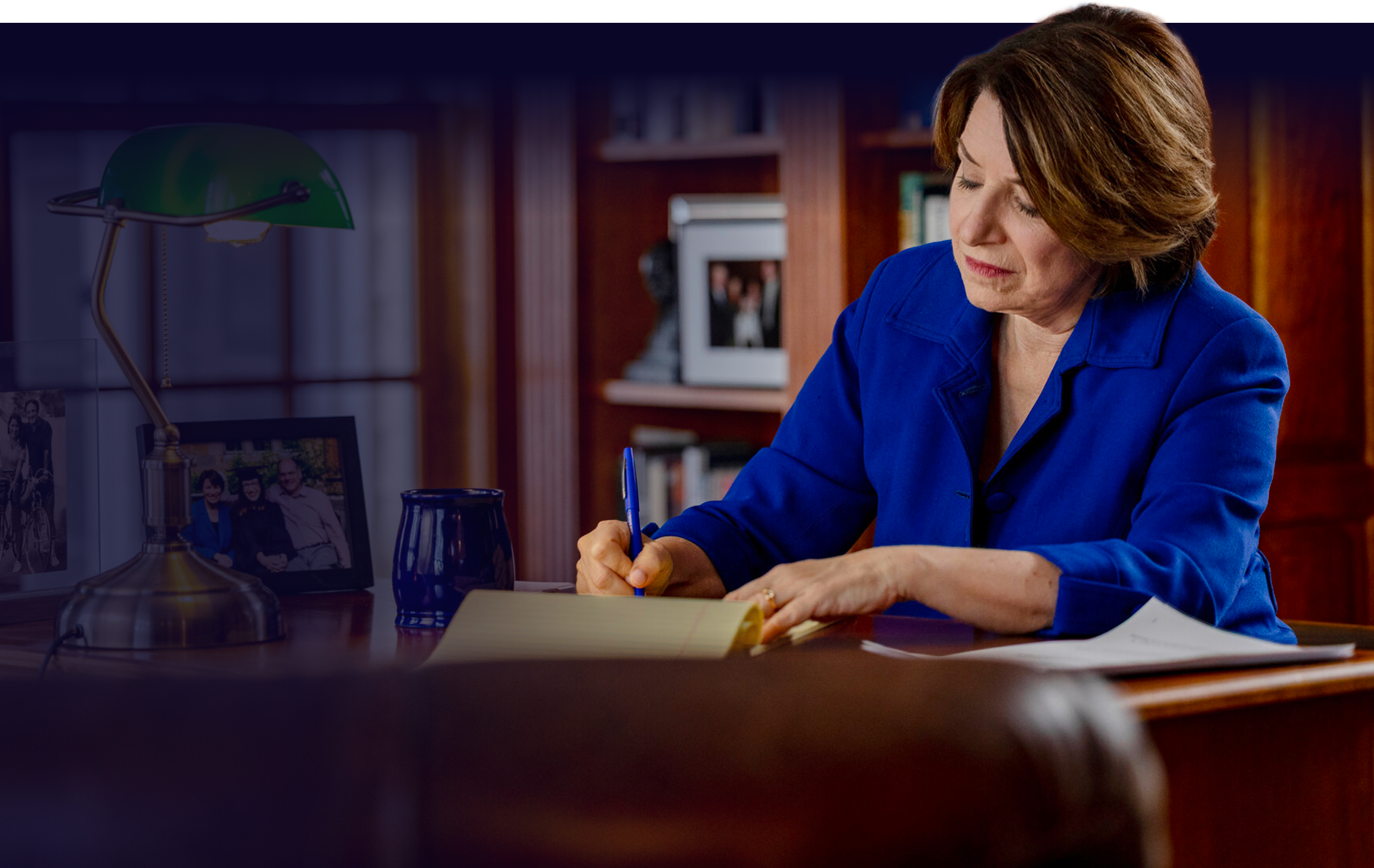 Amy Klobuchar headshot working at a Minnesota office.