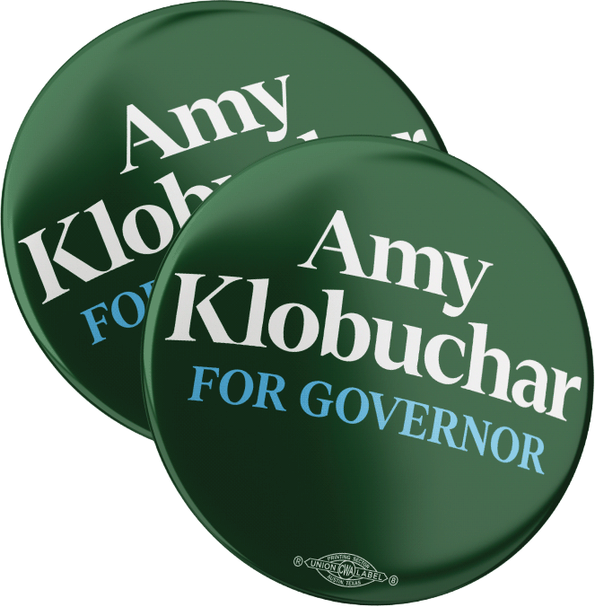 Amy Klobuchar for Governor green pin-back button pack